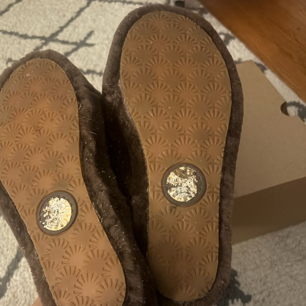 UGG Brown Fuzzy Slippers